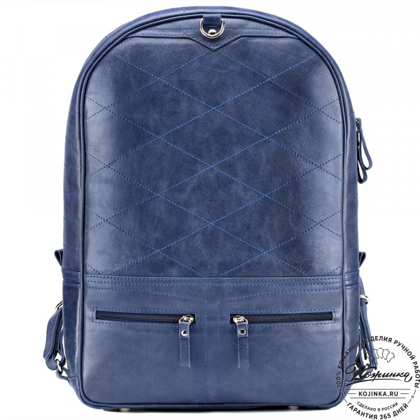 Кожаный рюкзак-трансформер "Покер" (синий) . фото 1