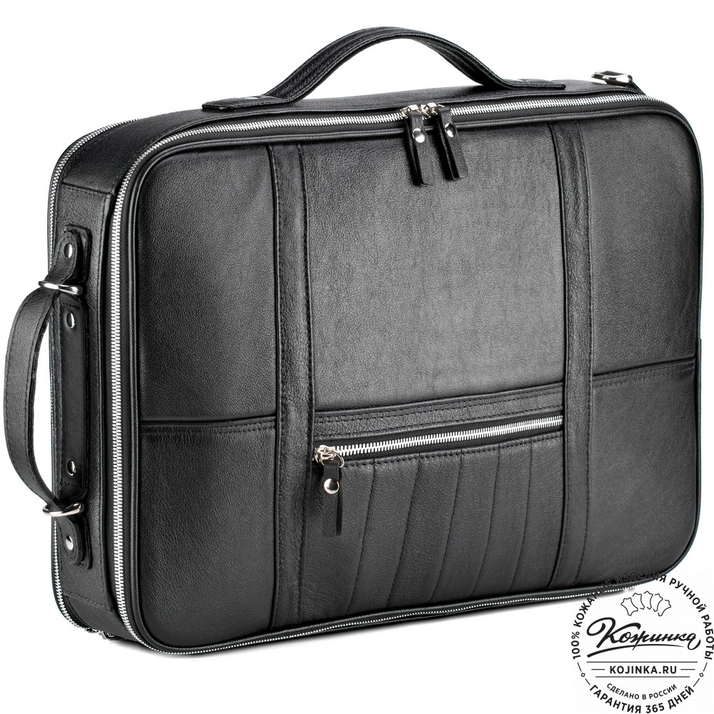 Кожаный рюкзак-сумка "Лесснер" (черный)