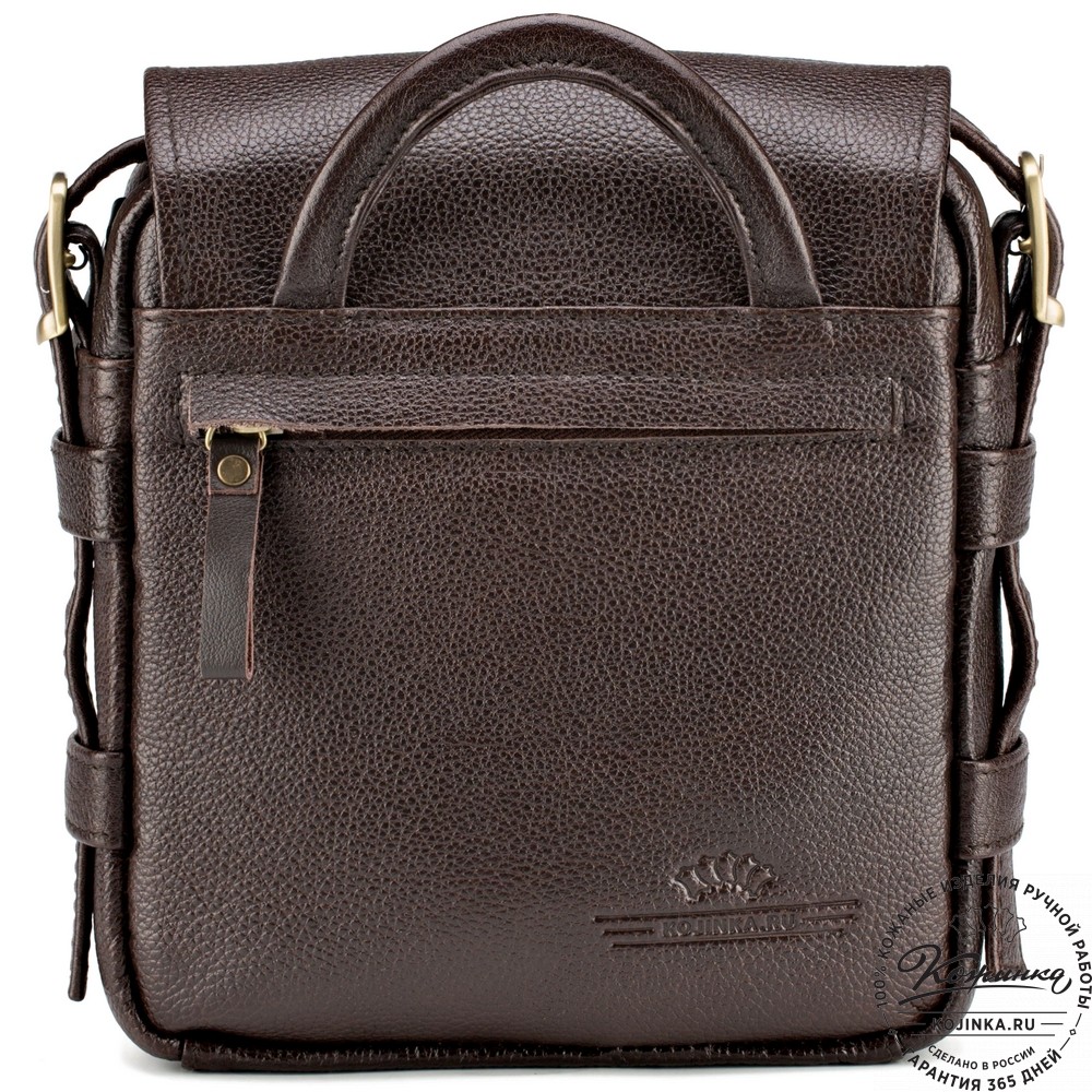 Кожаная сумка через плечо "Джек" (тёмно-коричневая) 