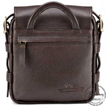 Кожаная сумка через плечо "Джек" (тёмно-коричневая) 