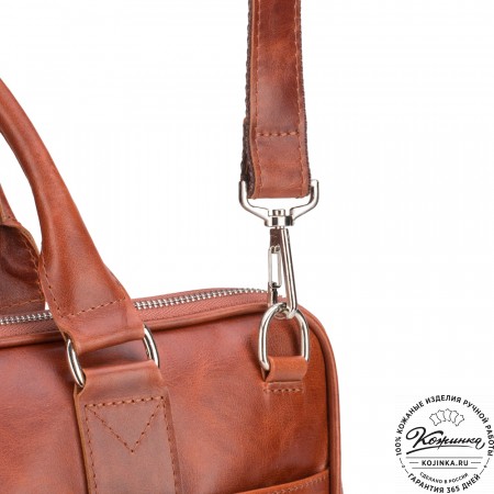 Кожаная деловая сумка "Кларк" (рыжий антик) 