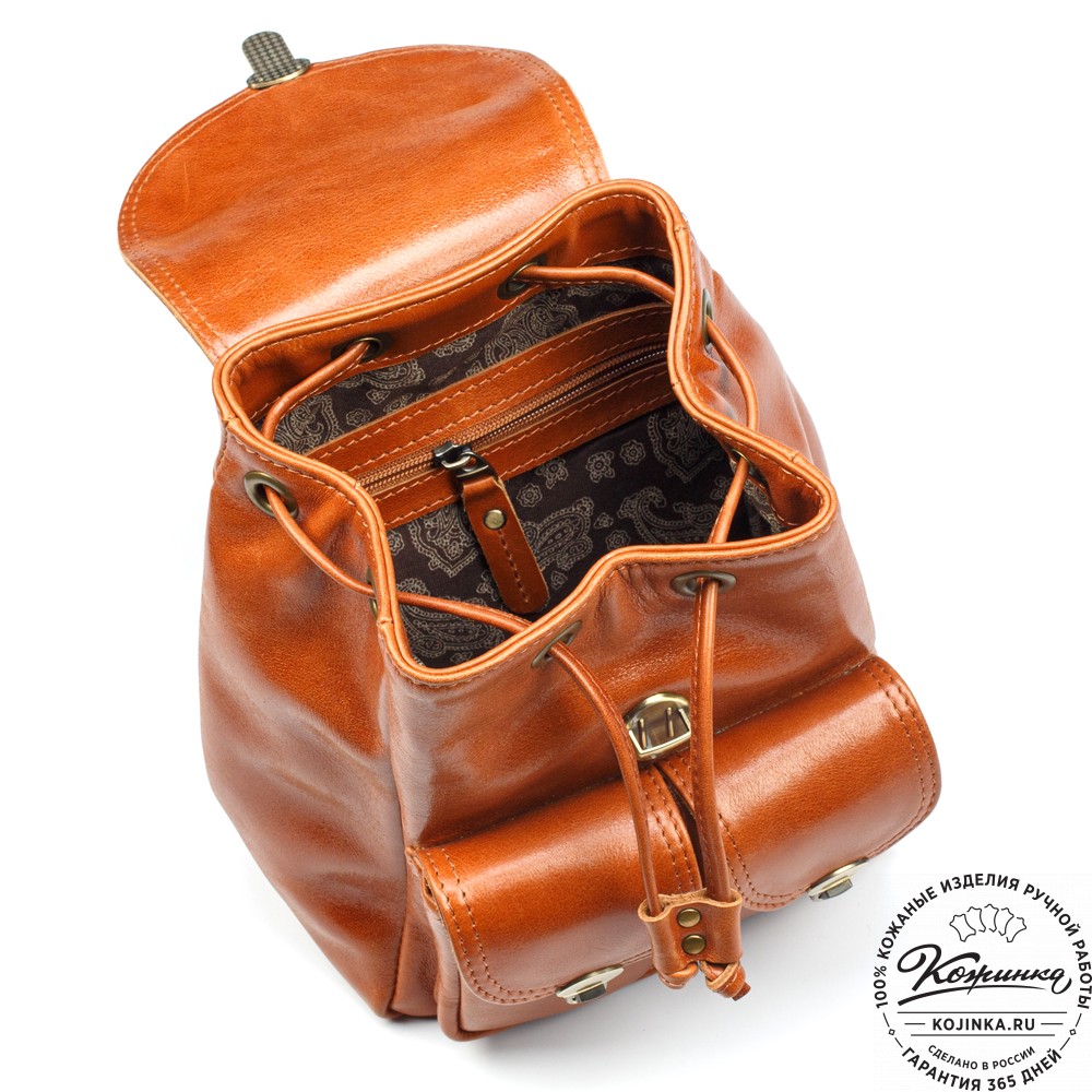 Женский кожаный рюкзак "Нэнси" (рыжий)