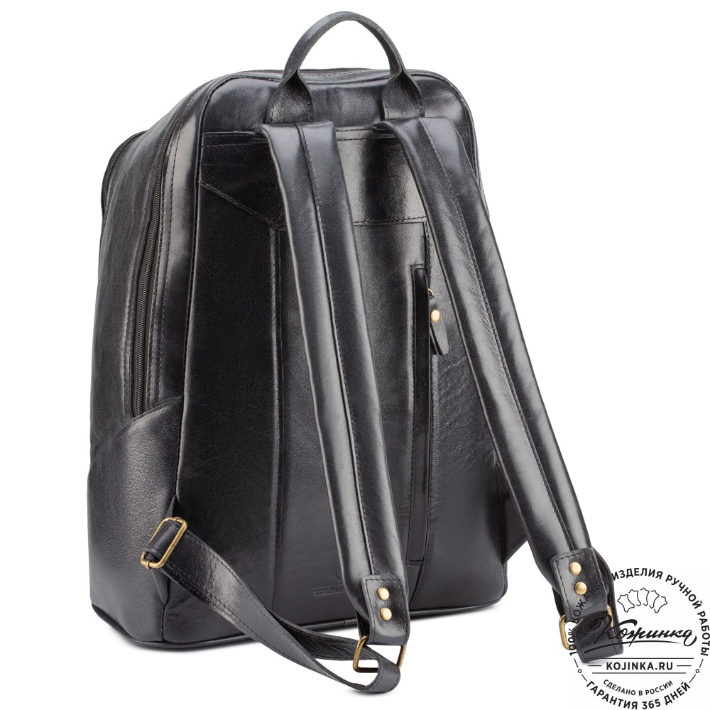 Кожаный рюкзак "Венгрия" (чёрный)