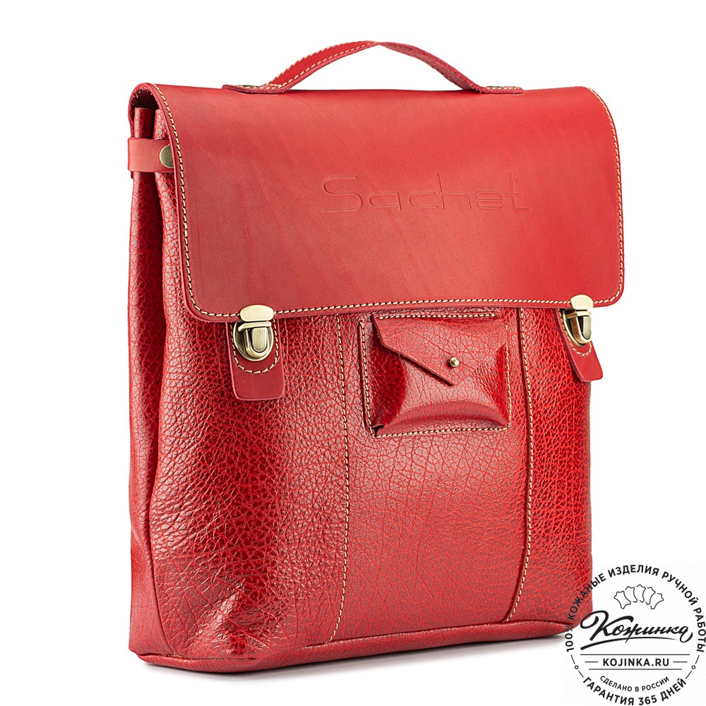 Кожаный рюкзак "Школьник" (красный)