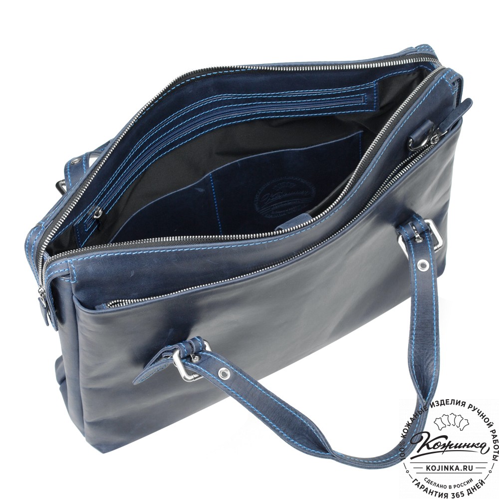 Кожаная деловая сумка "Франклин" (синий крейзи)