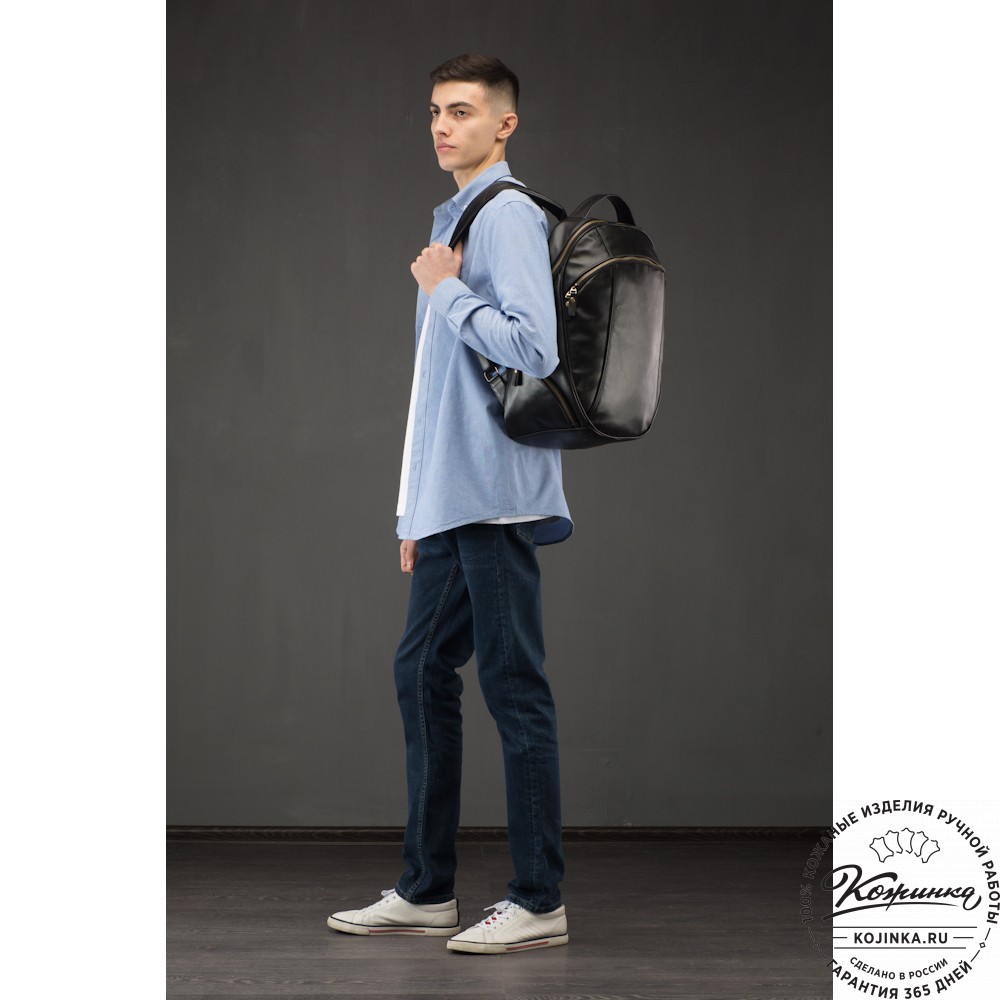 Кожаный рюкзак "Ланселот" (синяя гладкая кожа)