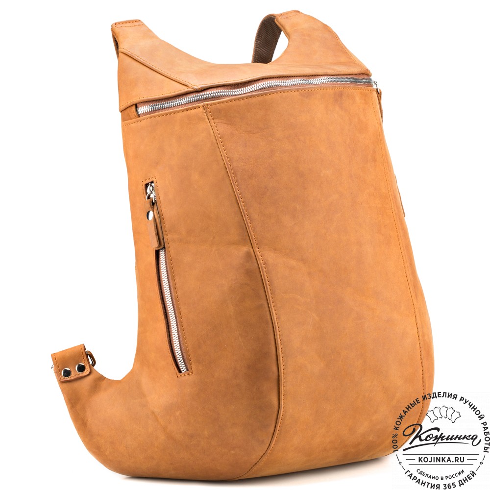 Кожаный рюкзак "Ургант" (рыжий крейзи)