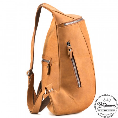Кожаный рюкзак "Ургант" (рыжий крейзи)