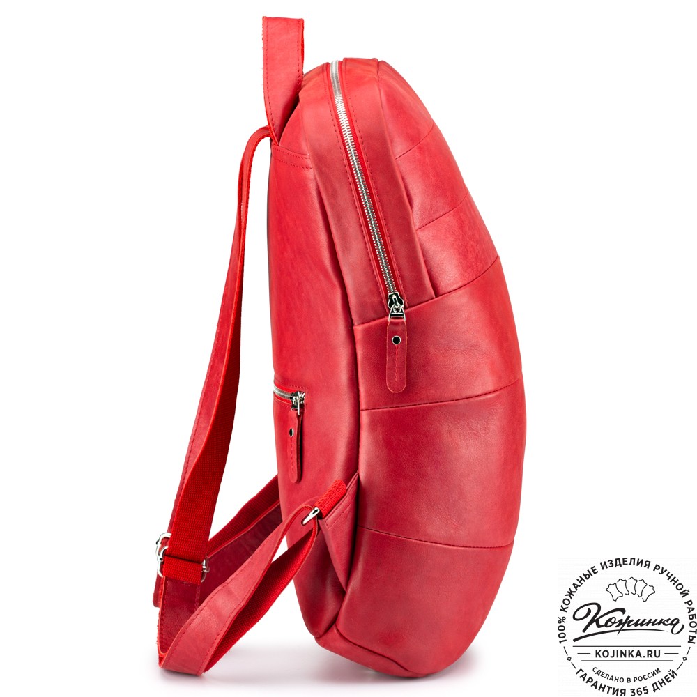 Кожаный рюкзак "Беверли" (красный)