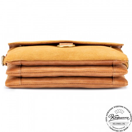 Женская сумка из кожи и замши  "Мишель" (рыжая)