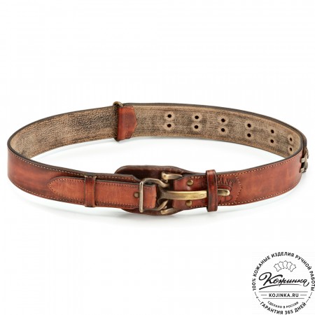 Кожаный мужской ремень "Мустанг" (коричневый)