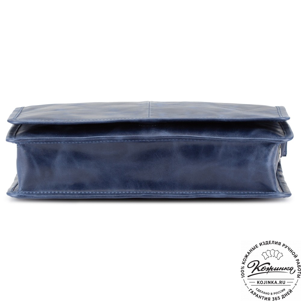 Кожаная сумка "Винсент" (синий  антик)