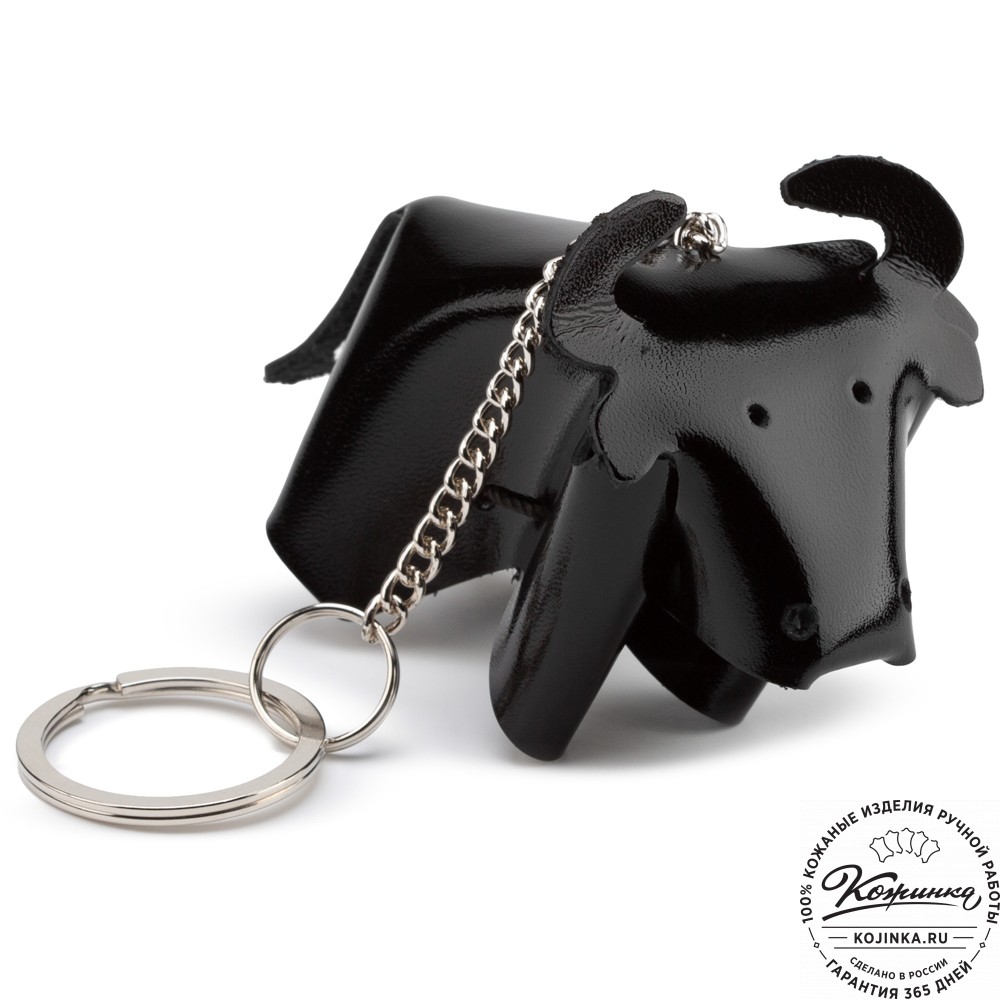 Кожаный брелок "Бычок" (чёрный)