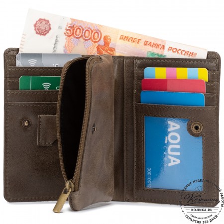 Кожаное портмоне "Япония" (олива)