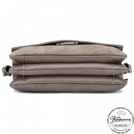 Женская сумка из кожи и замши "Мишель" (серая)