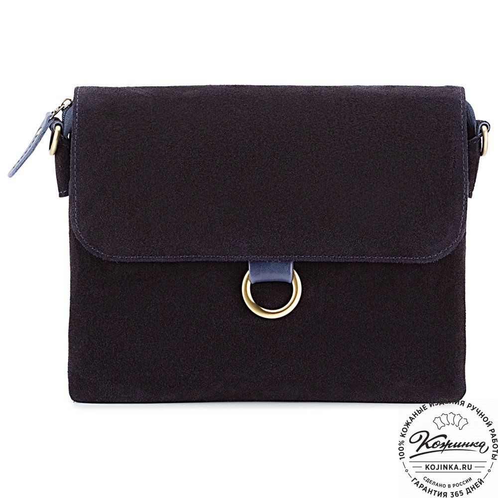 Женская сумка из кожи и замши  "Мишель" (синяя)