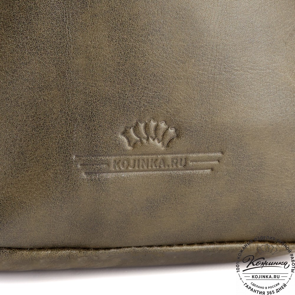 Кожаная нагрудная сумка "Аполлон" (хаки гладкая кожа)