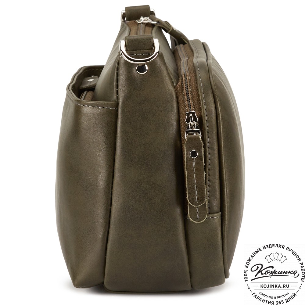 Женская кожаная сумка "Эмма" (хаки гладкая кожа)