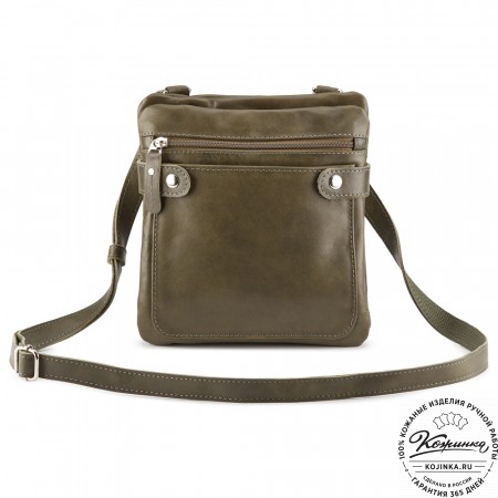 Кожаная сумка "Феликс" (хаки гладкая кожа) 
