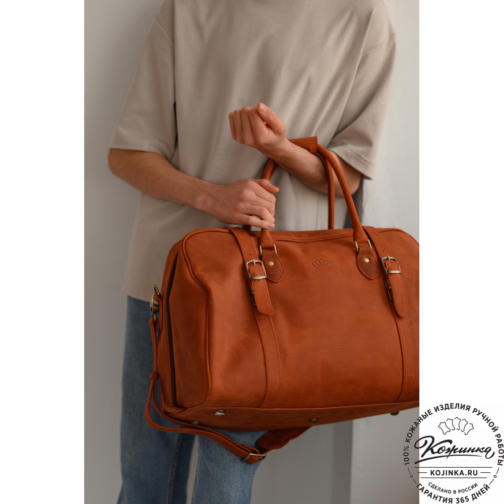 Кожаная дорожная сумка "Филипп" (хаки гладкая кожа)