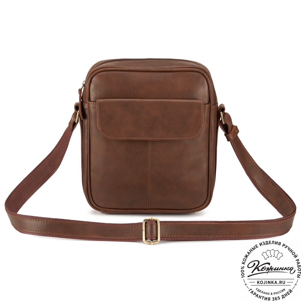 Кожаная сумка "Канада" (коричневая гладкая кожа)