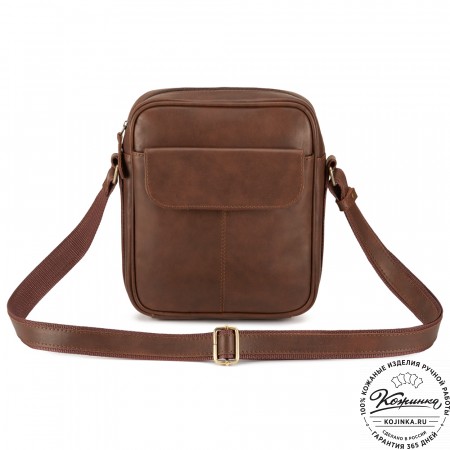 Кожаная сумка "Канада" (коричневая гладкая кожа)