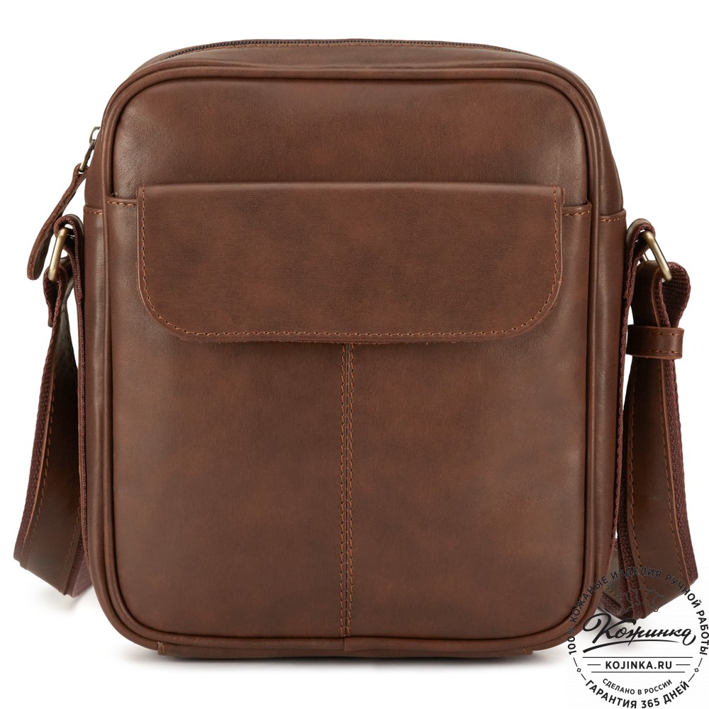 Кожаная сумка "Канада" (коричневая гладкая кожа)