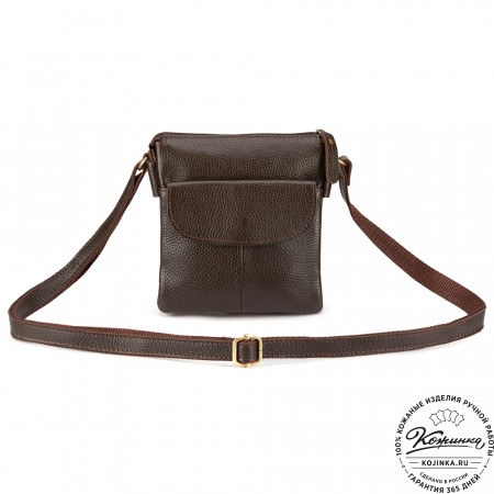 Кожаная сумка "Вуди" (тёмно-коричневая)