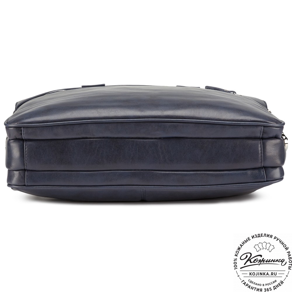 Кожаная деловая сумка "Густав" (синяя гладкая кожа)
