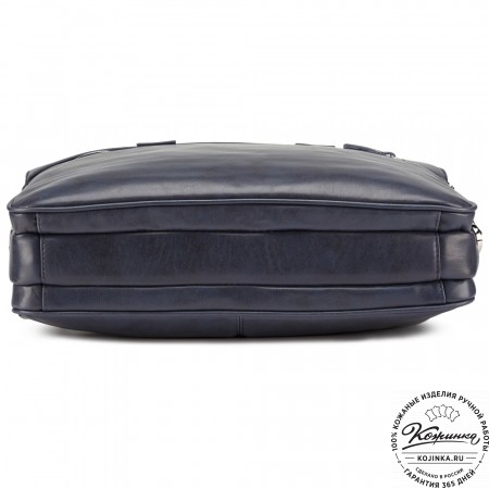 Кожаная деловая сумка "Густав" (синяя гладкая кожа)