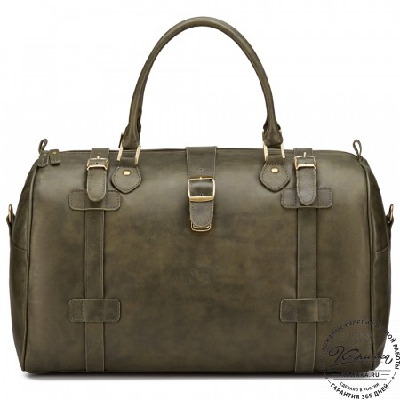 Кожаная дорожная сумка "Кордова" (хаки гладкая кожа)