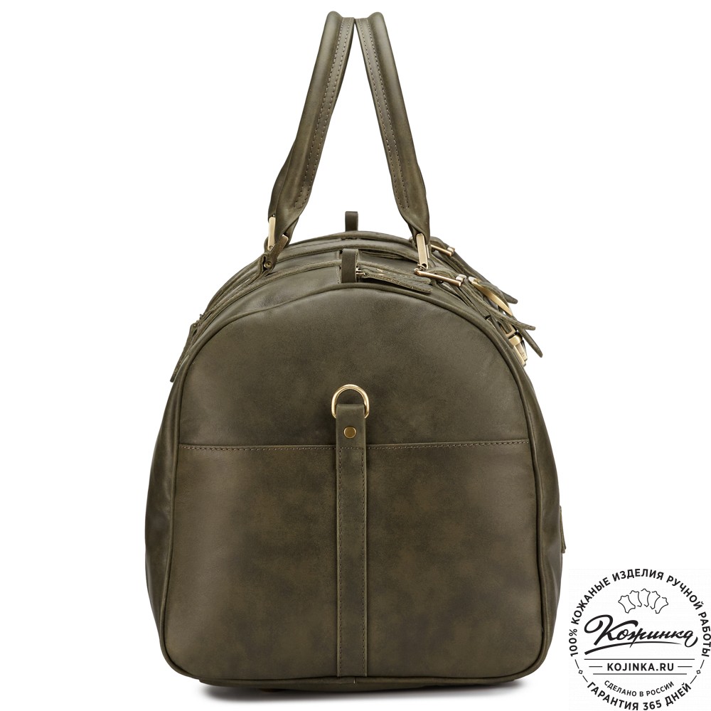 Кожаная дорожная сумка "Кордова" (хаки гладкая кожа)