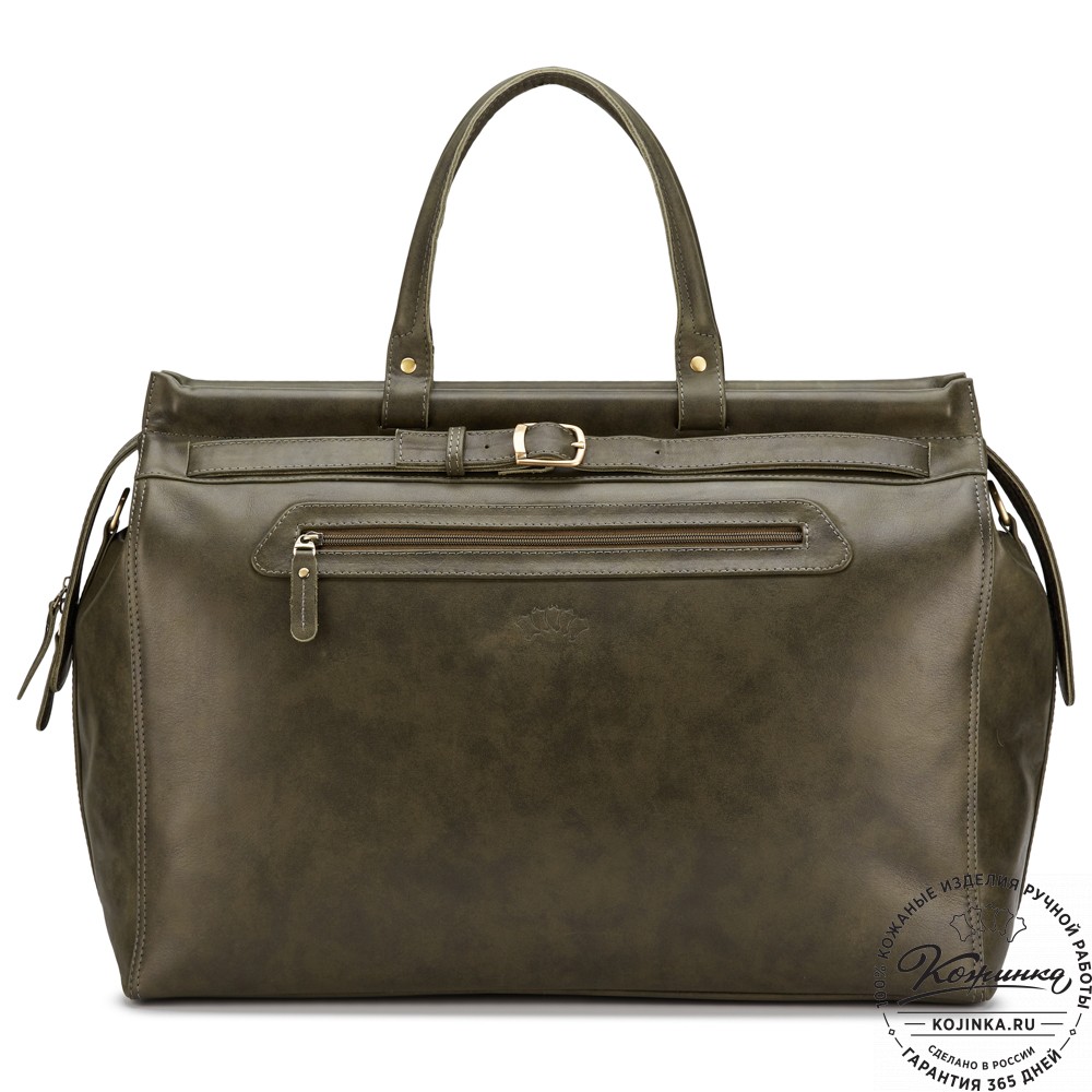 Кожаный дорожный саквояж "Сальери" (хаки гладкая кожа)