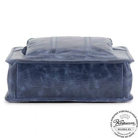 Кожаный рюкзак-сумка "Майкл" (синий антик)