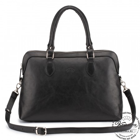 Женская кожаная сумка "Аврора" (чёрная гладкая кожа)