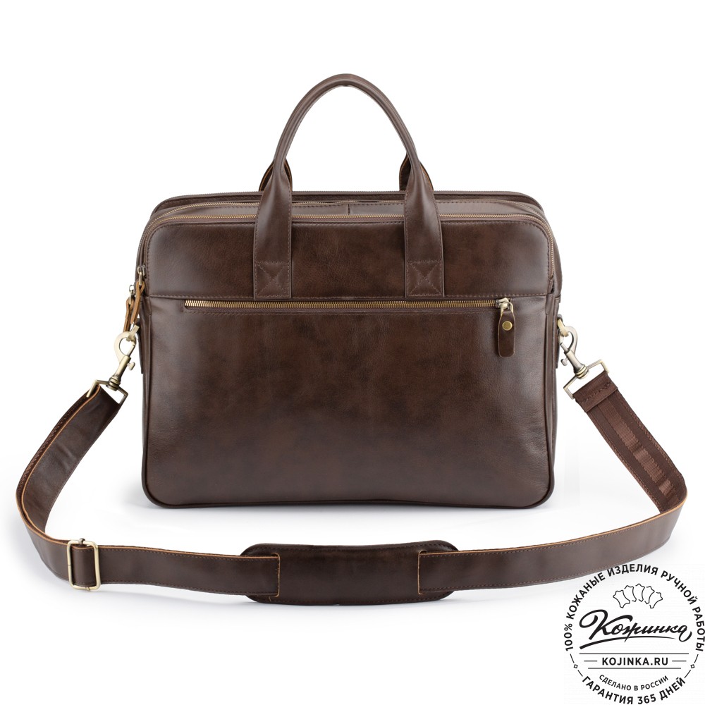 Кожаная деловая сумка "Густав" (коричневая гладкая кожа)