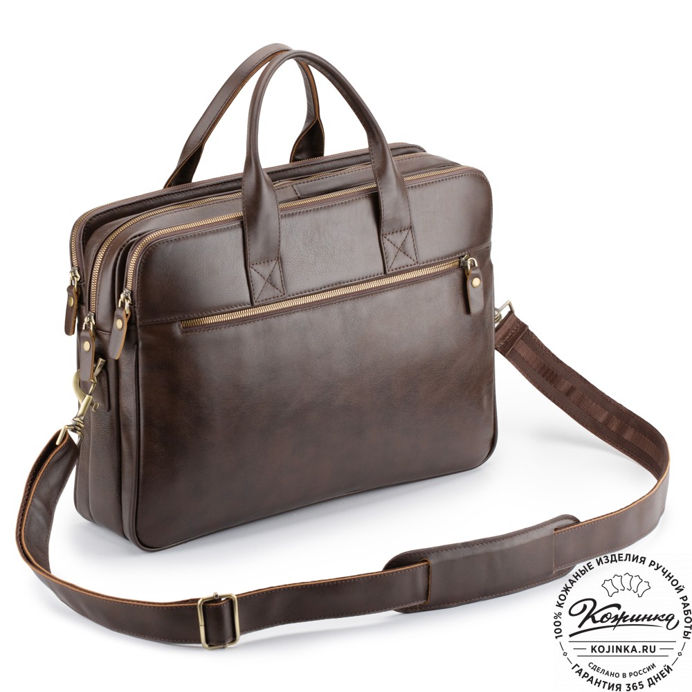 Кожаная деловая сумка "Густав" (коричневая гладкая кожа)