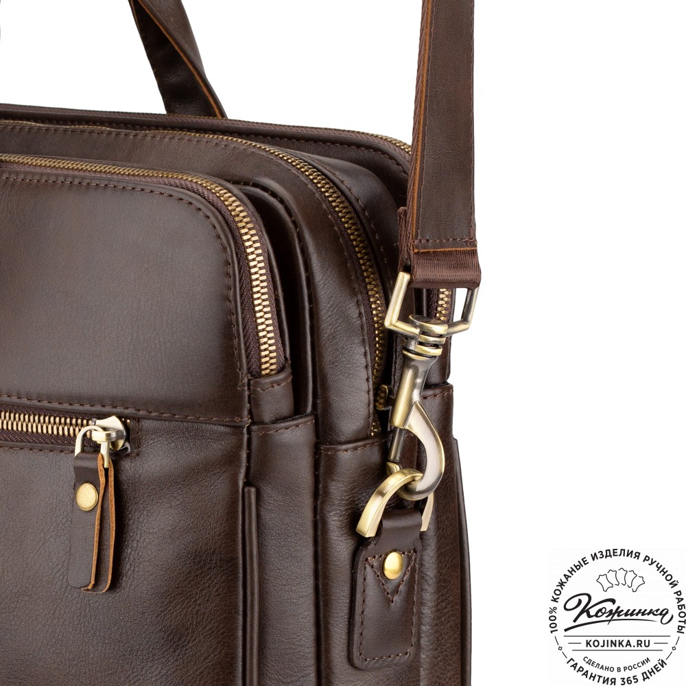 Кожаная деловая сумка "Густав" (коричневая гладкая кожа)