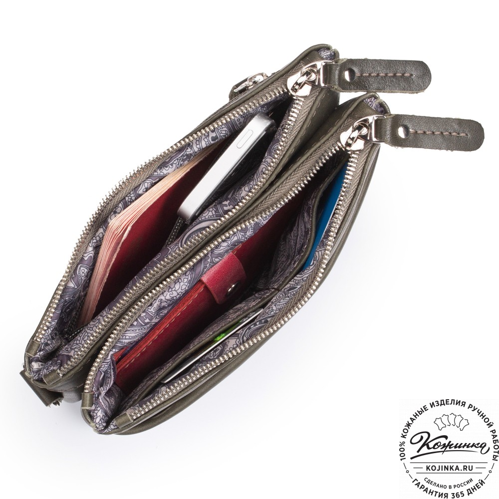 Женская кожаная сумка "Хельга" (хаки гладкая кожа)