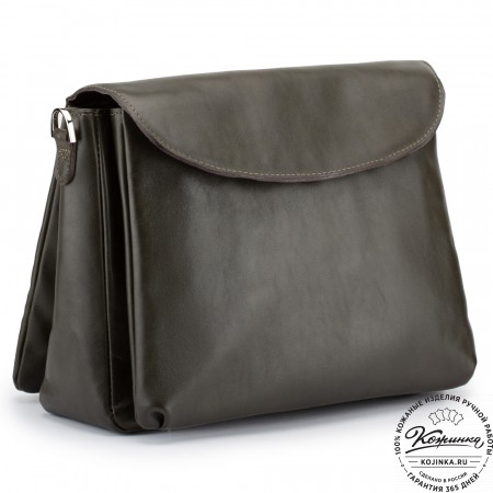 Кожаная женская сумка "Кейт" (хаки гладкая кожа)