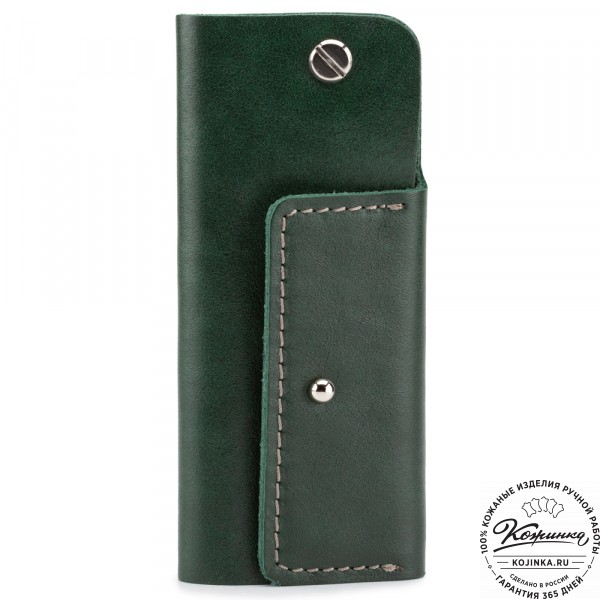 Кожаная ключница "Латвия" (зелёная). фото 1