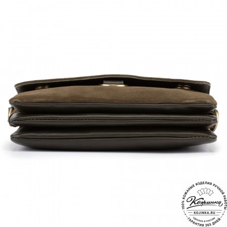 Женская сумка из кожи и замши  "Мишель мини" (хаки)