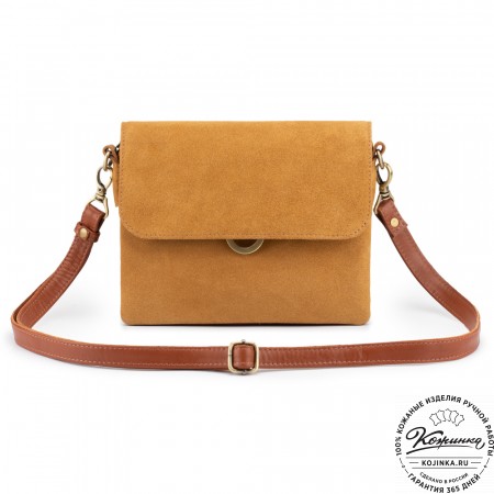 Женская сумка из кожи и замши  "Мишель мини" (рыжая)