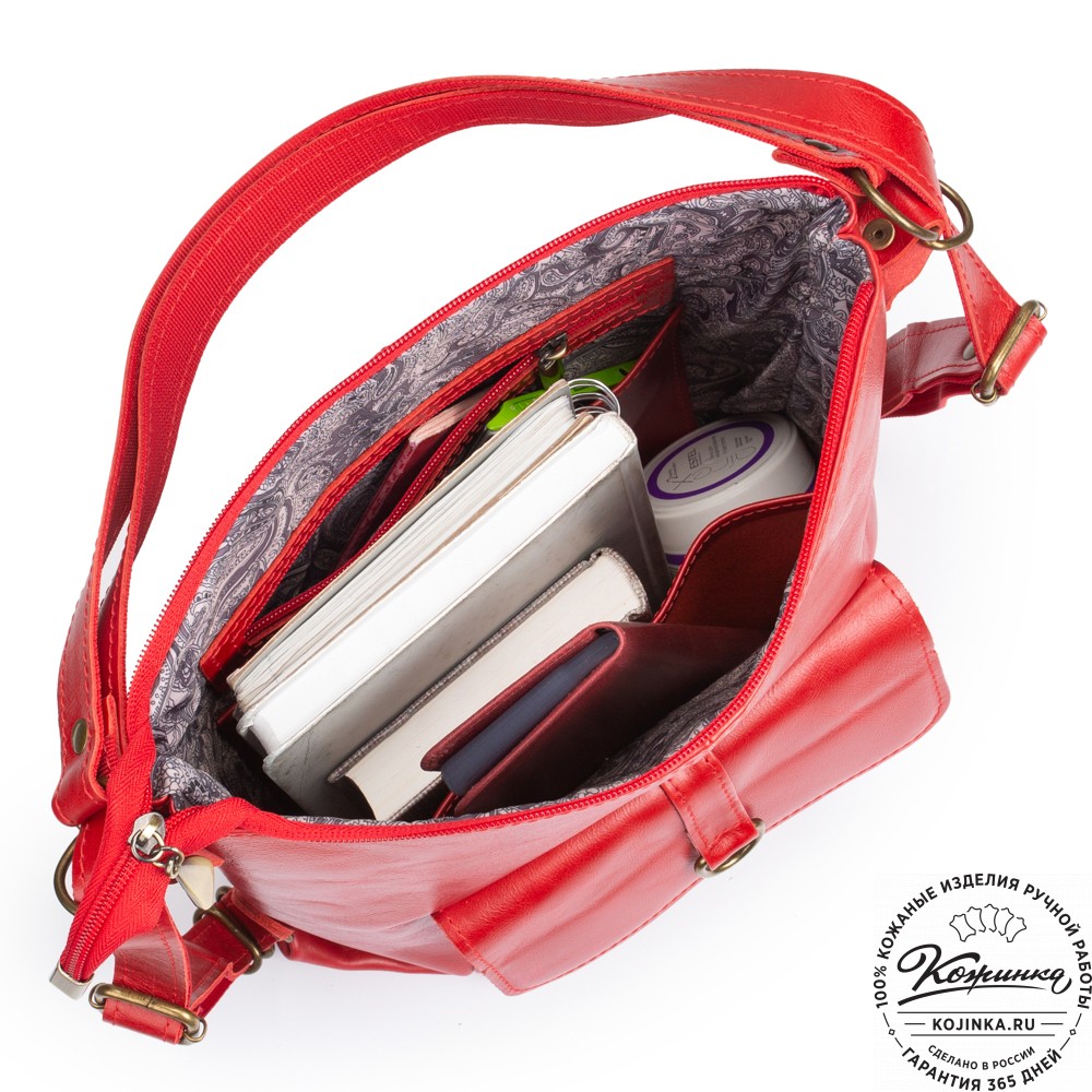 Женская кожаная сумка-рюкзак "Ника" (красная)