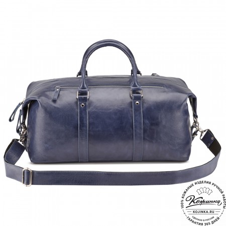 Кожаная дорожно-спортивная сумка Англия (синяя)