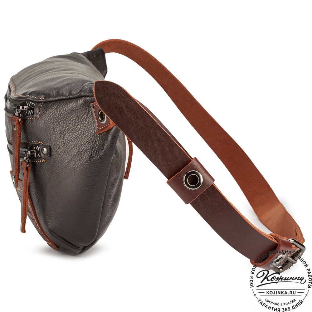 Кожаная нагрудная сумка "Мельбурн" (черная)