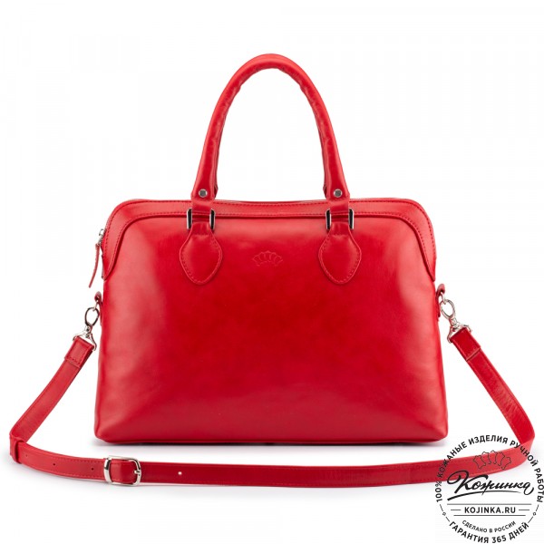 Женская кожаная сумка "Аврора" (красная гладкая кожа). фото 1