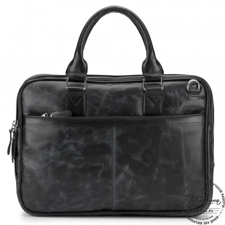 Деловая кожаная сумка "Рудольф" (чёрный антик)