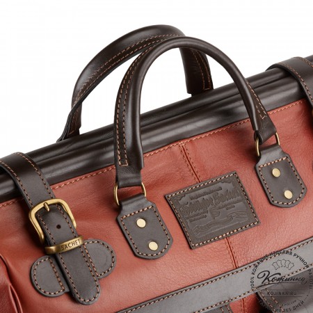 Кожаный дорожный саквояж "Большой" (светло-коричневый)