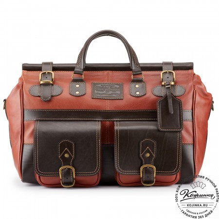 Кожаный дорожный саквояж "Большой" (светло-коричневый)